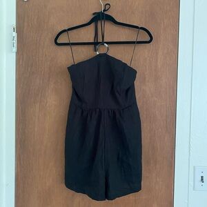 NWOT Linen Black Halter Romper